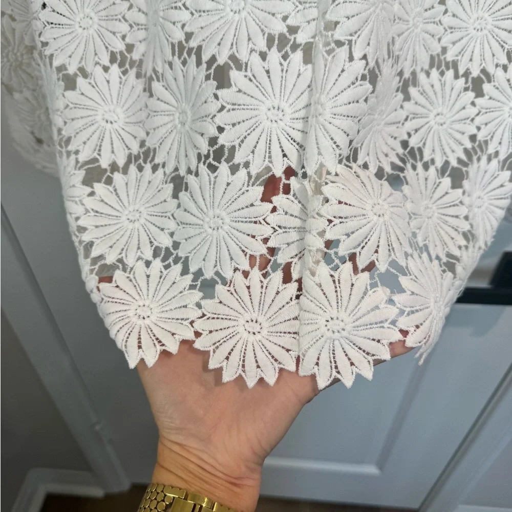 berek White Daisy Lace Blazer Floral Textured Button Front Large - Picture 11 of 13